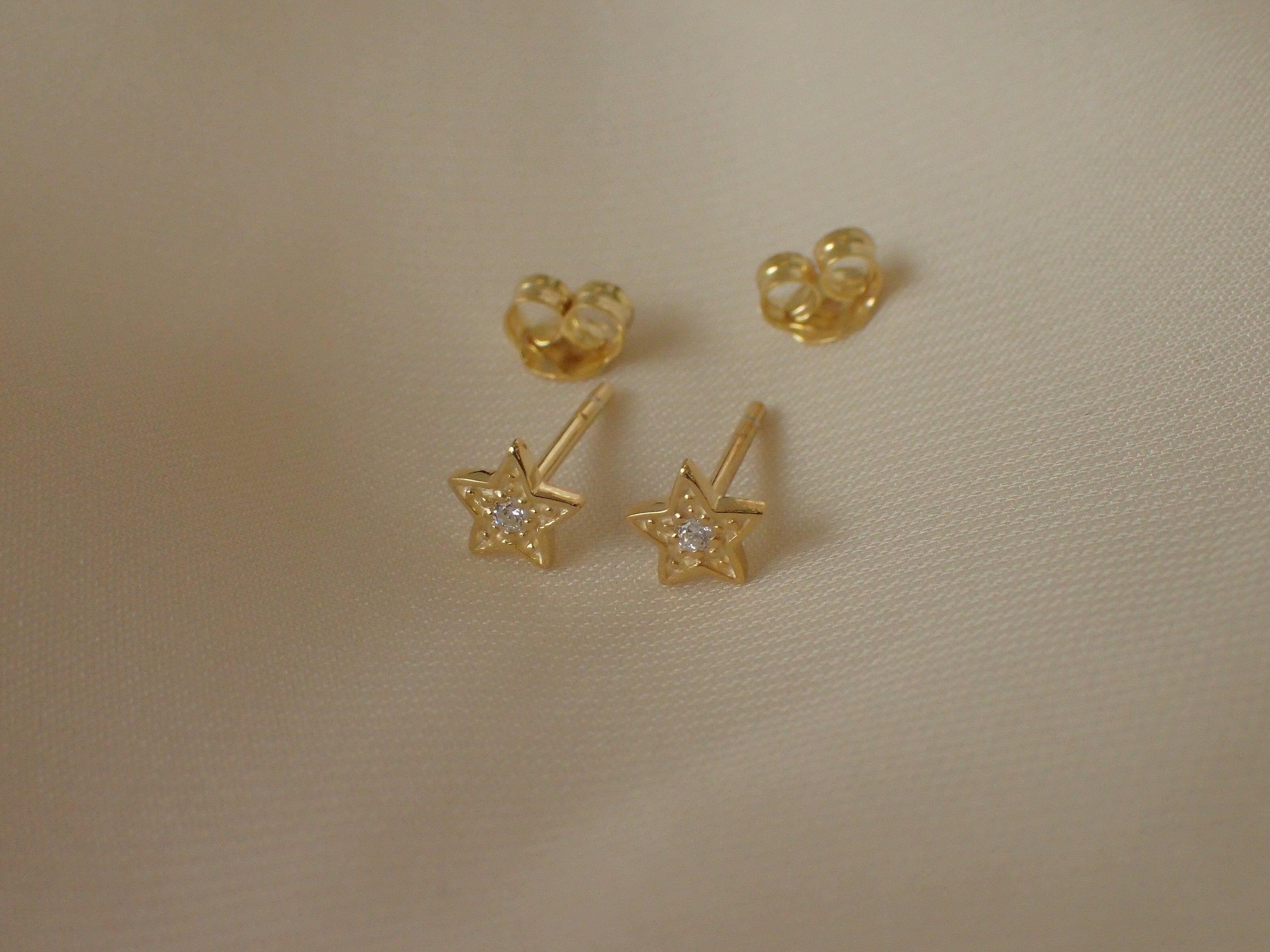 Diamond Star Earrings / Tiny Star Studs / Minimal Small Earrings / Bridesmaid Gift / Dainty Earrings / Diamonds Earrings